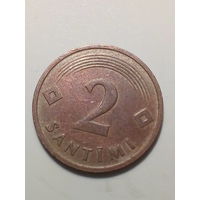 2 сантима Латвия 1992 год.