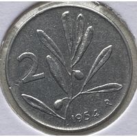 Италия 2 лиры 1954 г. В холдере