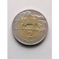 2 лата 2009 года Латвия, состояние UNC, в штемпельном блеске!