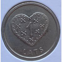 Латвия 1 лат 2011 г. Пряничное сердце. В холдере
