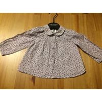 Рубашка Zara baby 6-9 месяцев. Рост 74 см. Испания. Нежно-сиреневого цвета в цветочек. Длина 30 см, длина рукава 25 см, ПОгруди 26 см. Трапецевидная модель. Идеальное состояние.