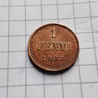 1 пенни 1907 года Русско-Финские . Николай 2.