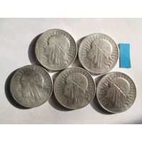 5 злотых 1933-34 гг 5 монет