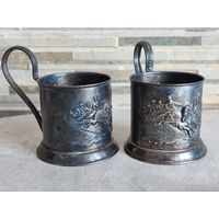 Подстаканник зимняя тройка, мельхиор.