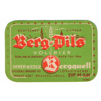Этикетка пива Berg-Pils Германия П786