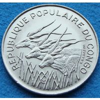 Конго. 100 франков 1975 год  KM#2  "Африканская антилопа"