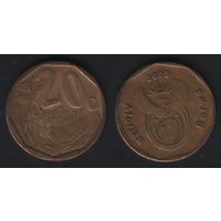 Южная Африка (ЮАР) km327 20 центов 2003 год (обращ) (_брак(om1(1(2 небольшой поворот ТОРГ