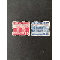 Польша 1936 Полная серия марок "Надпечатка на марках приуроченная к соревнованию аэростатов на дальность полета на кубок Гордона Беннетта" (чистые* с наклейками) Mi.313-314 каталог 34.00 евро