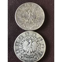 5 злотых 1935- 1936г.цена за две.