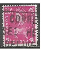 Кения Уганда и Танганьика. Королева Елизавета II. Антилопа Гну. 1960г. Mi#111.