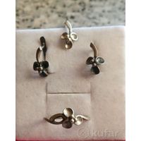 Серьги, кольцо, подвеска (комплект, серебро)