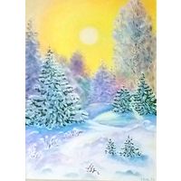 Картина Зимнее утро в лесу