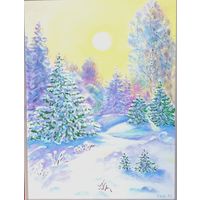 Картина Зимнее утро в лесу