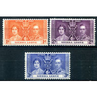 Британские колонии - Сьерра Леоне - 1937г. - коронация короля Георга VI и королевы Елизаветы - 3 марки - полная серия, MNH [Mi 148-150]. #3-WB-90-A-1
