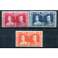 Британские колонии - Новая Зеландия - 1937г. - коронация короля Георга VI и королевы Елизаветы - 3 марки - полная серия, MNH [Mi 232-234]. #2-Bc-46-A-1