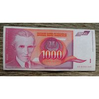 Werty71 Югославия 1000 динаров 1992 года банкнота