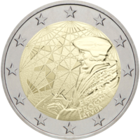 2 Евро Латвия 2022 35 лет программы Erasmus UNC из ролла