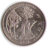 25 центов 2017 г. Парк=41 Национальное озерное побережье живописных камней Мичиган Двор S _состояние UNC