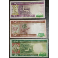 Мавритания 100 200 500 угий 2013 - 2015 пресс unc компл. 3 бнкн