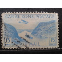 Зона Панамского канала, 1931. Авиапочта. Гравюра Панамского канала