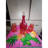 Графин с рюмками ссср, красный коньячный набор.