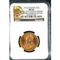 10 $ Канада 1914г. NGC MS-64 !!!