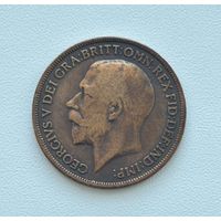 МОНЕТА ОДИН ПЕННИ 1918 г. (ВЕЛИКОБРИТАНИЯ) КОРОЛЬ ГЕОРГ V (1910 - 1936) БРОНЗА!!! ТОРГИ С РУБЛЯ БЕЗ МЦ!!!