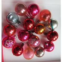 Набор елочных мини-шариков, диам. 4 см. Стекло, СССР