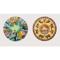 Открытки круглые 2 шт. Лето в городе. Цирк. Худож. И.Римашевский (чистая)