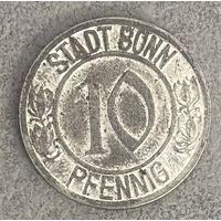 Монета 10 пфеннигов 1920 год. Бонн. Веймарская республика.