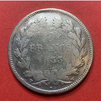 Франция, 5 франков 1833г., Серебро, шайба