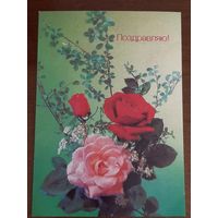 Чистая Открытка Поздравляю Дергилев 1990 г.