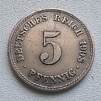 Германия 5 пфеннигов, 1908 A  2-12-13