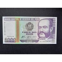 5000 инти 1988 года. Перу. UNC.  Распродажа.