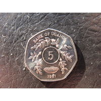 Уганда. 5 шиллингов.1987. С 20 копеек. Распродажа коллекции. Смотрите другие лоты.