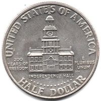 СОЕДИНЁННЫЕ ШТАТЫ АМЕРИКИ. 1/2 доллара 1976 D. 200 лет независимости США. Д. Кеннеди