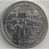 США 25 центов (квотер) 2020 г. D. Ферма Дж. А. Вейра. Штат Коннектикут