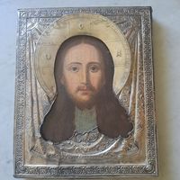 Икона старинная. Серебренный оклад 84 пр.