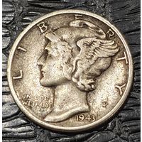 1 дайм 1943 года.  Фригийский колпак