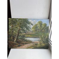 Картина холст масло природа с дефектом подпись