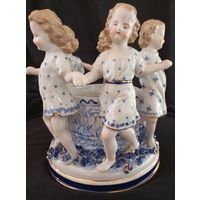 Фарфоровая статуэтка, кашпо, ёмкость для хранения с хороводом девочек, Германия