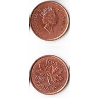 1 цент Канада 2001 года