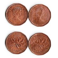 1 цент Канада 1988 года