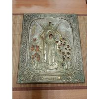 СТАРИННАЯ ИКОНА В ОКЛАДЕ "ВСЕХ СКОРБЯЩИХ РАДОСТЬ"!ОТЛИЧНАЯ!ОРИГИНАЛ!