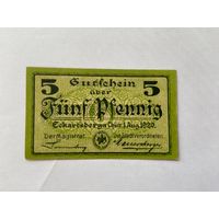 Нотгельд 5 пфеннигов Экартсберг. Веймарская республика - 1602