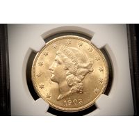 20 долларов 1903 г. США, Теодор Рузвельт. NGC MS63
