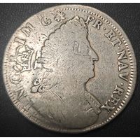 Экю 1698, Франция, Людовик XIV "Король-солнце", крупное серебро, перечекан, интересный брак, без мц! Смотрите также другие мои лоты!