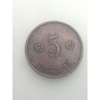 Финляндия 5 пенни 1932 года .