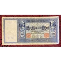 Банкнота 100 марок 1910 год. Германская империя . Красная печать. С рубля без МЦ