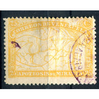 Венесуэла - 1896г. - карта, 25 с - 1 марка - гашёная с маленькой потёртостью на лицевой стороне [Mi 50]. #4-W1-129-A-2
